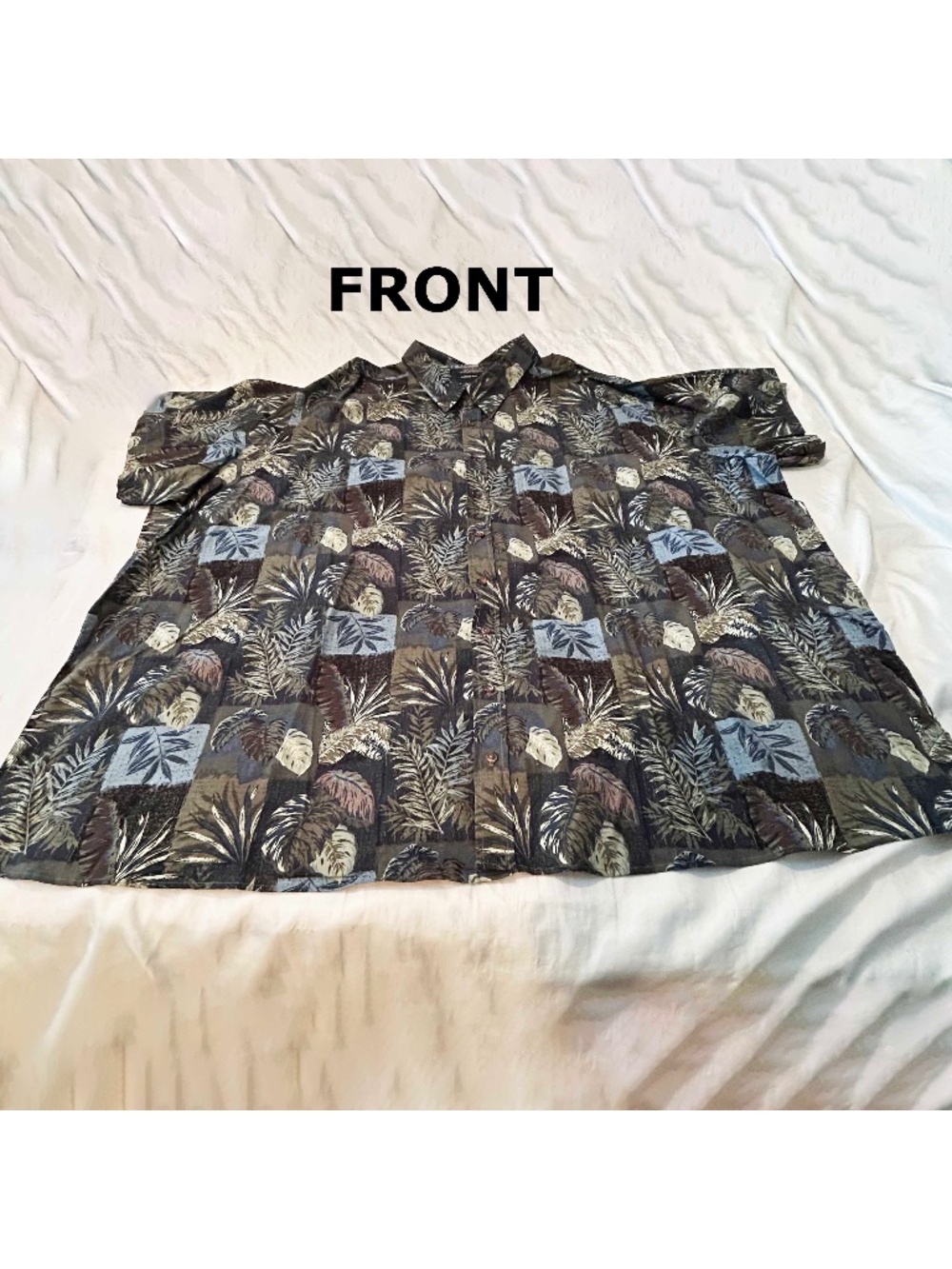 UNISEX 100% COTTON SHIRT TUNIC, BLACK/BEIGE/TAN, SIZE 6X, BUTTON FRONT, ROOMY